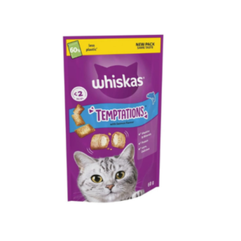 Whiskas Temptations Delicious Cat Treats with Salmon Flavour 60 g (Pack of 6)