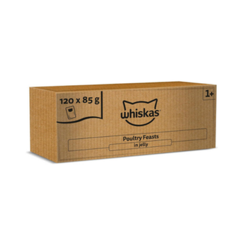 WHISKAS Senior 7+ Wet Cat Food in Jelly 120x85g Poultry Feasts