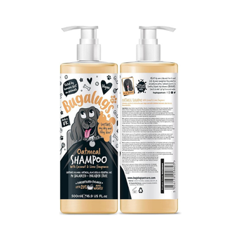 BUGALUGS Itchy Dog Shampoo with Oatmeal & Aloe Vera Dog professional Vegan dog grooming products for smelly dogs with fragrance can use as puppy shampoo (500ml)