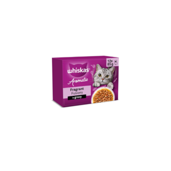 WHISKAS AROMATIC Adult Wet Cat Food in Gravy 12x85g Fragrant Fusions (Pack of 4)