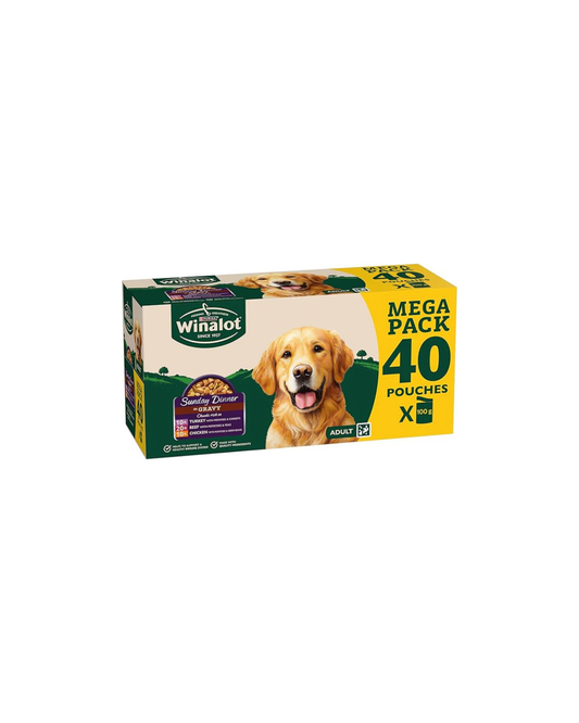 WINALOT Sunday Dinner Mixed in Gravy Wet Dog Food Pouches 40x100g