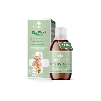 RECOACTIV Recovery Immune for cats, 1 x 280 ml, high-calorie complete diet food for cats suffering from malnutrition and during recovery, to promote weight gain, and for pets who refuse to eat