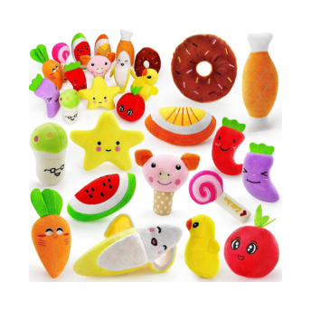 LEGEND SANDY Legend Sandy14 Pack Dog Squeaky Toys Cute Stuffed Plush Fruits Snacks and Vegetables Dog Toys for Puppy Small Dogs