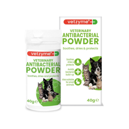 Vetzyme Veterinary Antibacterial Powder for Dogs, Cats and Small Pets - Gently Soothes, Dries and Protects the Skin From Harmful Bacteria (40g)