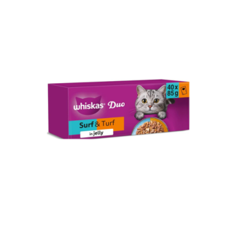 WHISKAS DUO Adult Wet Cat Food in Jelly 40x85g Surf & Turf
