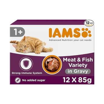 IAMS Adult Wet Cat Food Land & Sea in Gravy 12 x 85g