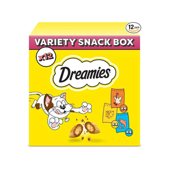 DREAMIES - Cat Treats - 12 x 60g - Multipack Biscuits - Variety Snack Box - 12 Pouches