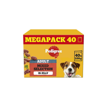 :PEDIGREE Adult Dog Food Pouches Mixed Selection in Jelly 40 x 100 g Mega Pack