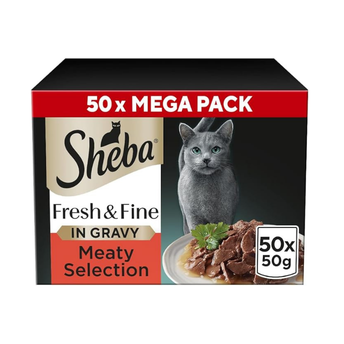 SHEBA Fresh & Fine Cat Pouches Meaty Pieces in Gravy 50x50g