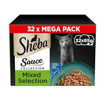 SHEBA Sauce Lover Cat Food Trays Mixed Collection 32 x 85 g