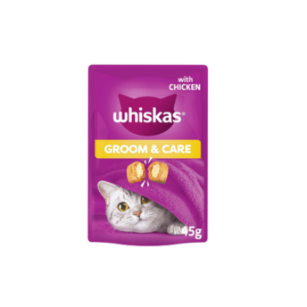 Whiskas Groom and Care - Cat Treats - Small Bite Size Snacks with Chicken Filling - 8 x 45 g