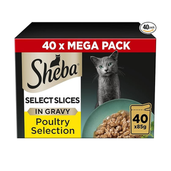 Sheba Select Slices Cat Wet Food - Poultry Selection in Gravy - 40x85g (Pack of 1)