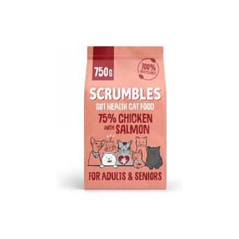 Scrumbles All Natural Dry Cat Food With 75% Chicken and Fresh Salmon, High Protein Food for Adults And Seniors, 750 g