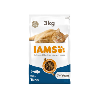 IAMS Senior Complete Dry Cat Food Tuna 3kg - Supports Heart Health