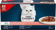 Gourmet Purina Perle fine strip with chicken, beef, salmon and rabbit, wet food for cats (60 pcs x 85 g packets).