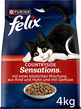 FELIX Countryside Sensations Dry Cat Food, Beef and Chicken, 1 Count (1 x 4 kg)