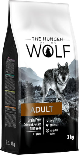 The Hunger of the Wolf Dry Dog Food - For All Breeds and Allergic Dogs, Delicate Grain Free Formula with Salmon and Potatoes, Adult - 3 kg