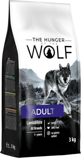 The Hunger of the Wolf Dry Dog Food - For All Breeds, Delicate Formula with Lamb and Rice, Adult - 3 kg