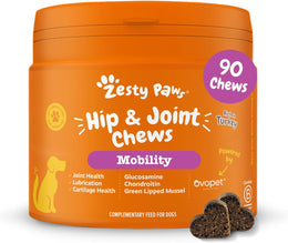 Zesty Paws Hip & Joint Chews for Dogs | Supports Joint Flexibility, Mobility, Healthy Cartilage & Helps Soothe Stiff Joints | With Glucosamine, Chondroitin, Green-Lipped Mussel | Daily Use | 90 Chews