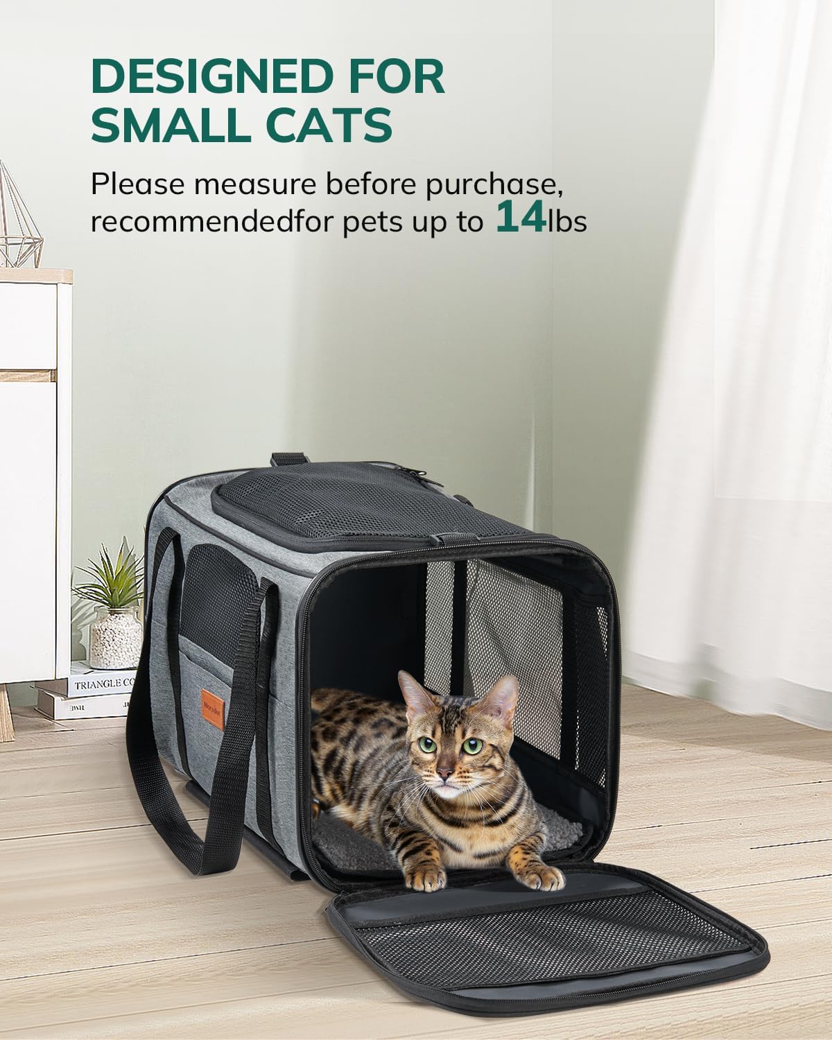 Morpilot Cat Carrier with Wheels Airline Approved, Pet Dog Carrier with Wheels for Small Dogs, Rolling Cat Carrier for Large Cats Puppy Stroller Detachable and Foldable Pet Travel Bag Dark Gray